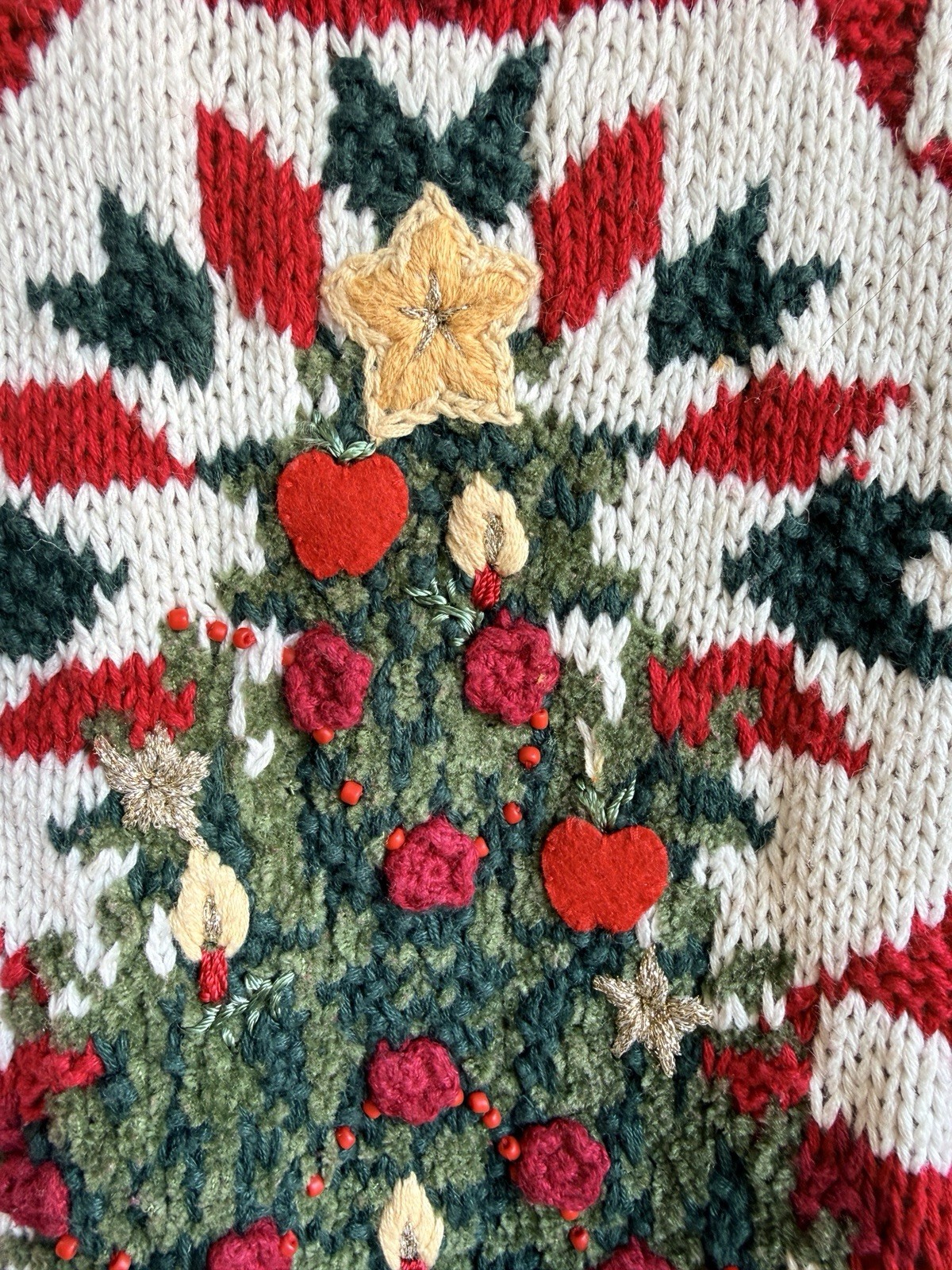 Vintage Heirloom Collectibles 1998 Christmas Tree Sweater Grandma Whimsy L