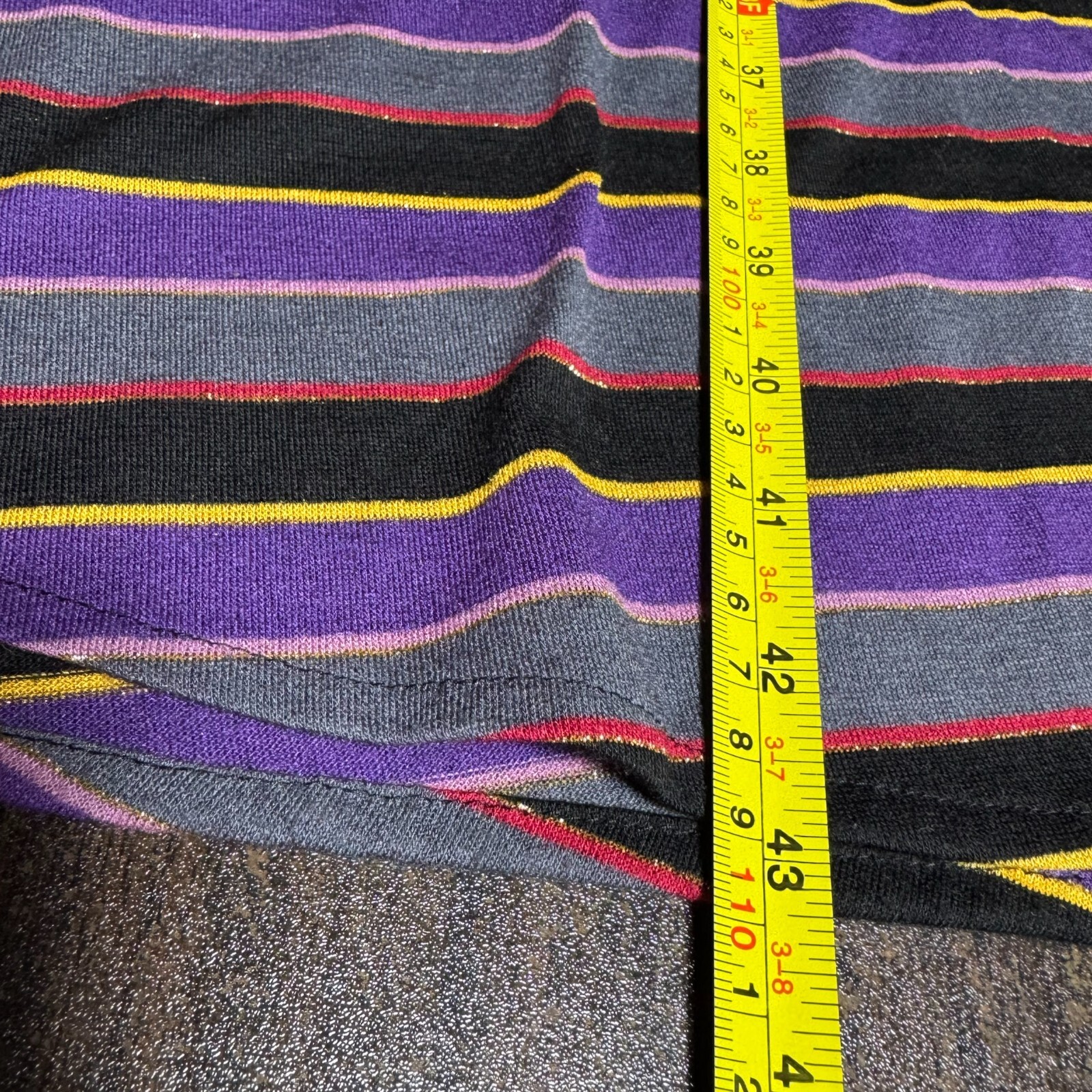 Vintage Purple Metallic Multi Striped Midi Dress 9/10 Fits Like S/M Hirshies