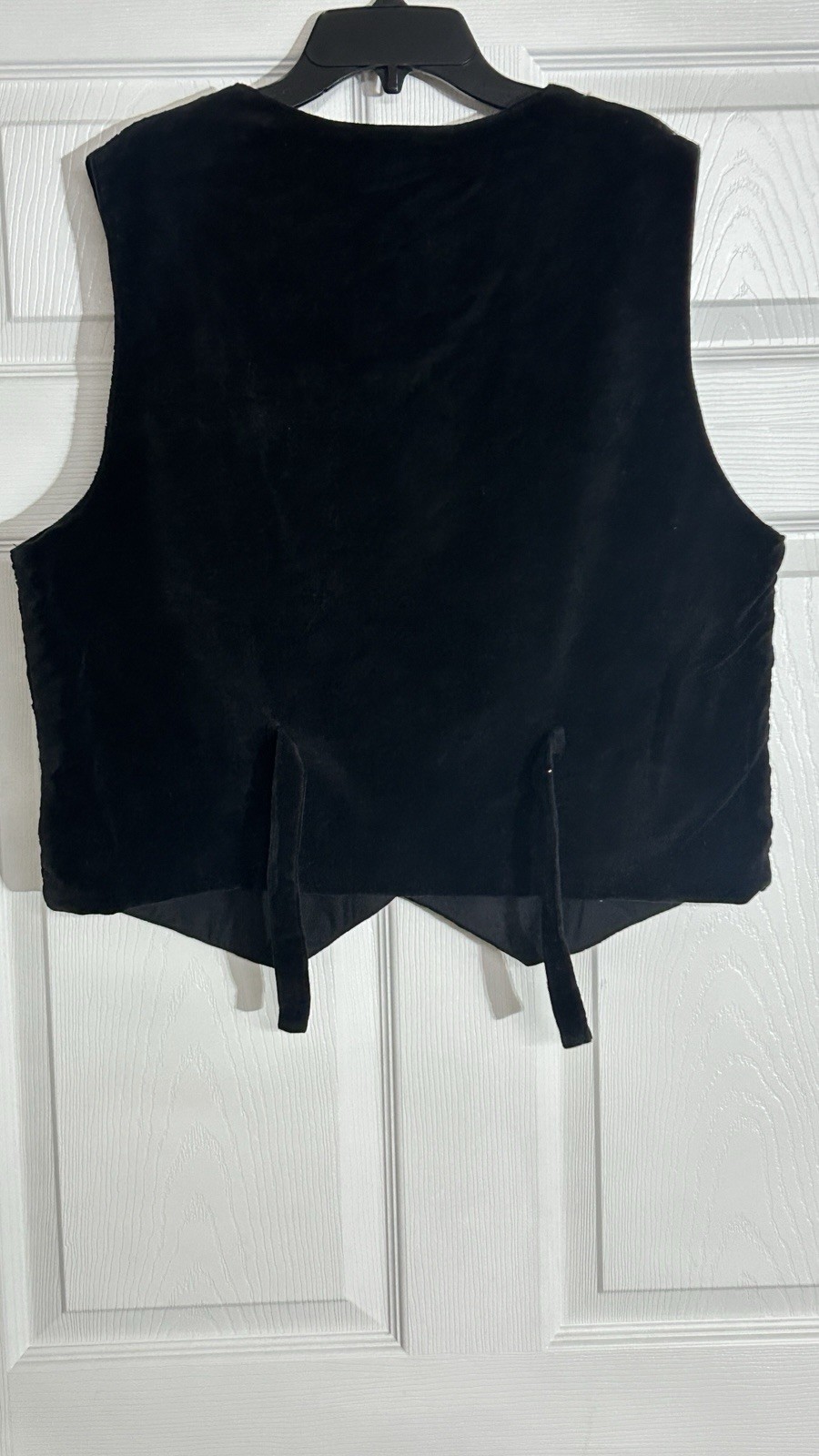 Vintage Women’s Black Sueded Cotton Embroidered Vest Chrysantheme XL Floral
