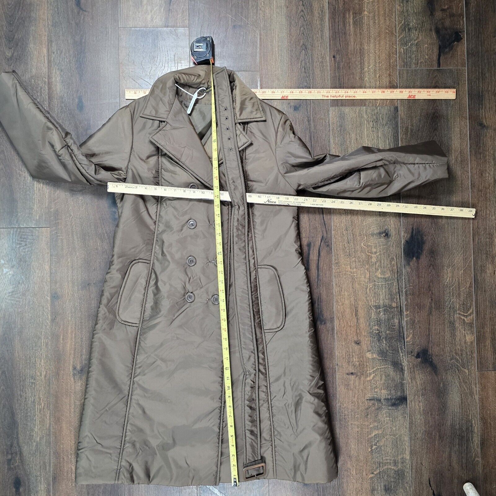 Vintage Bromleigh 14 Brown/bronze Trench Long Coat Jacket Belted Lightweight