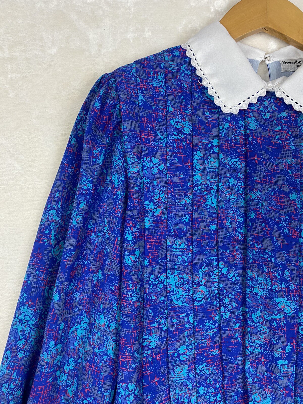 VTG 80s Samantha Stevens Dress Womens 8 Floral Pleated Grannycore Cottagecore