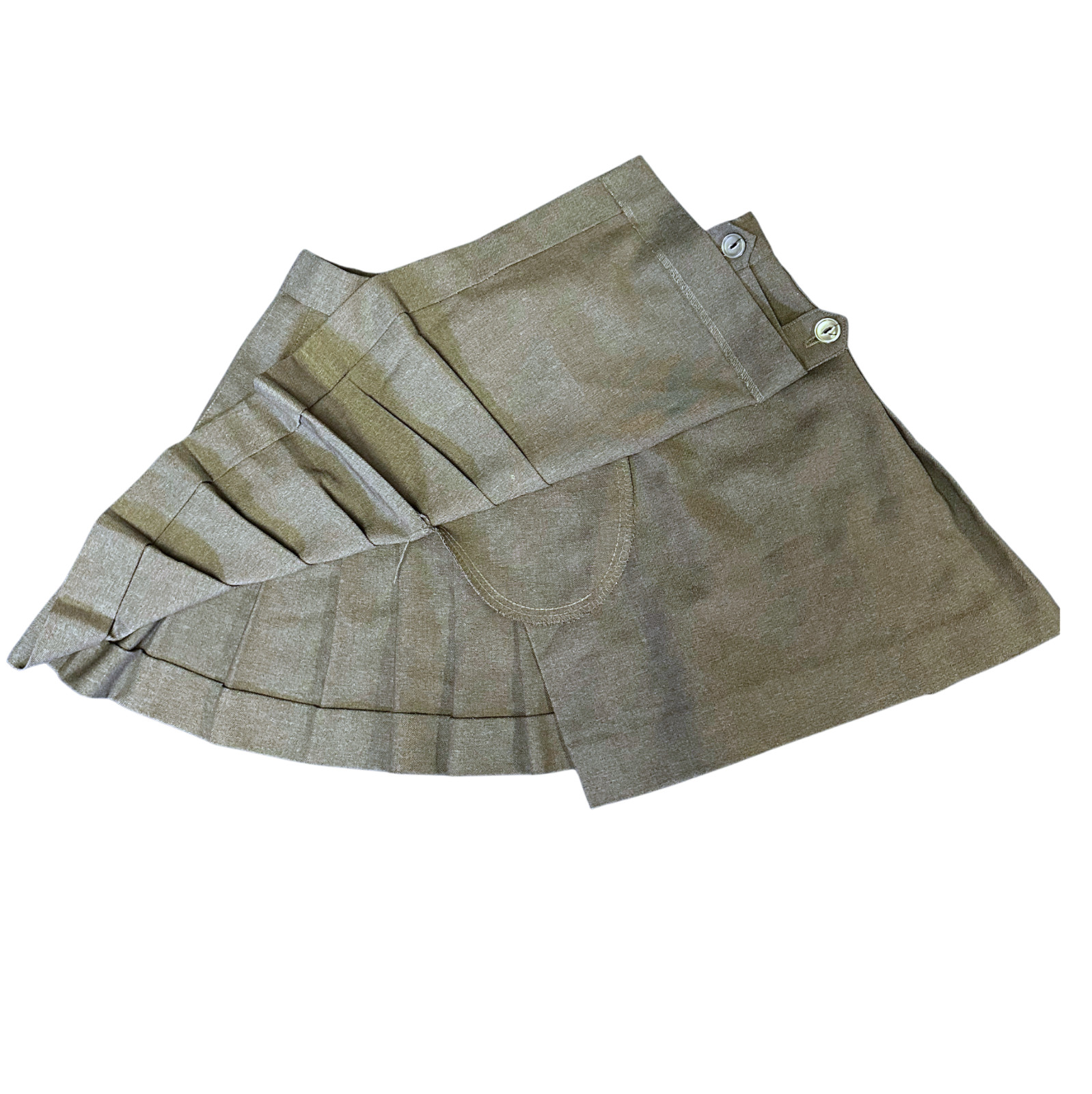 Vintage Grey Pleated Wrap Kilt Mini Skirt School Uniform 30 Waist 14 Length