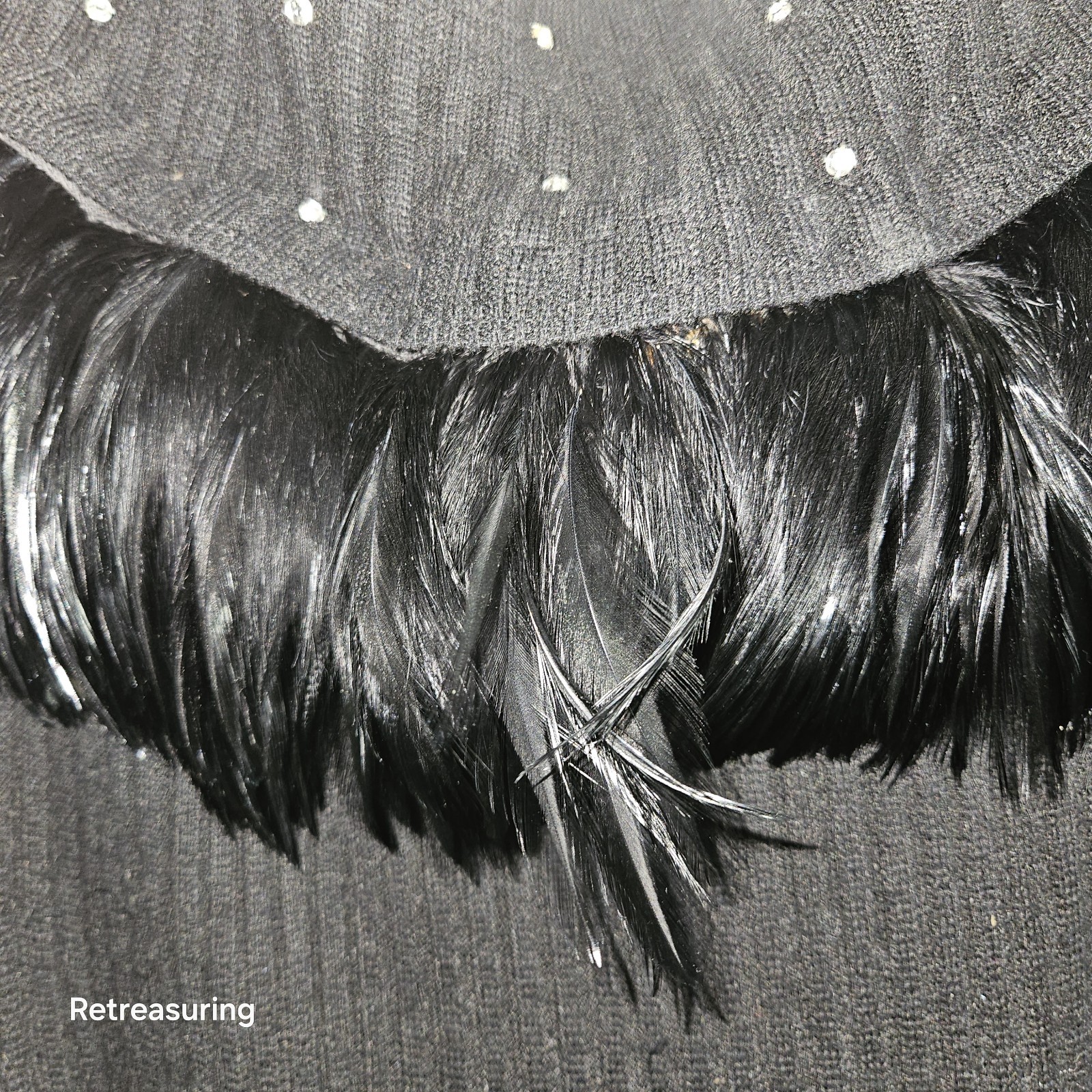 Vintage (1980s/90s) ParisLine XL Black Off-shoulders Detachable Feathers
