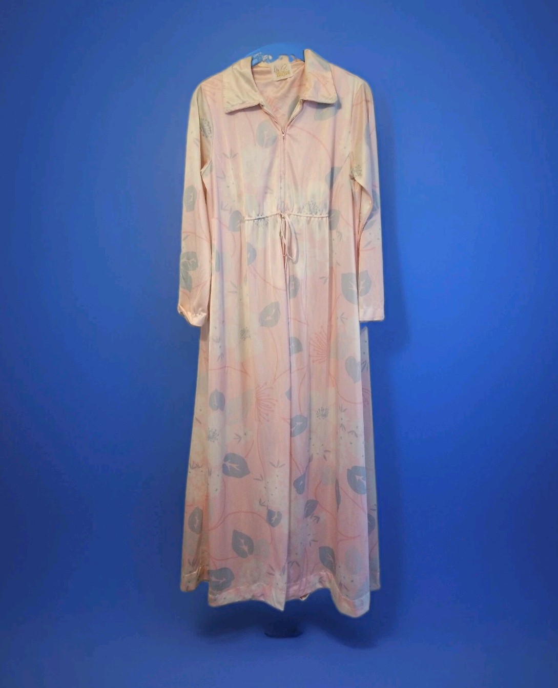 Miss ELAINE Vintage housecoat Front Zip Tie front Size Small Damaged Made USA