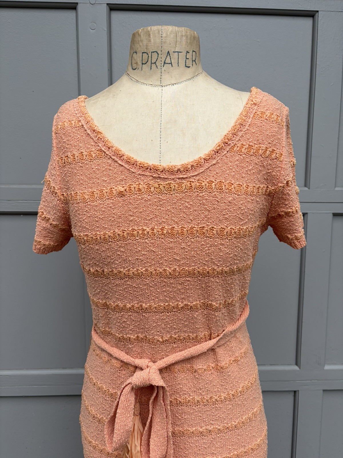 VINTAGE California Sportswear Snyderknit Dress – Womens Sz Medium Peach- 1940s