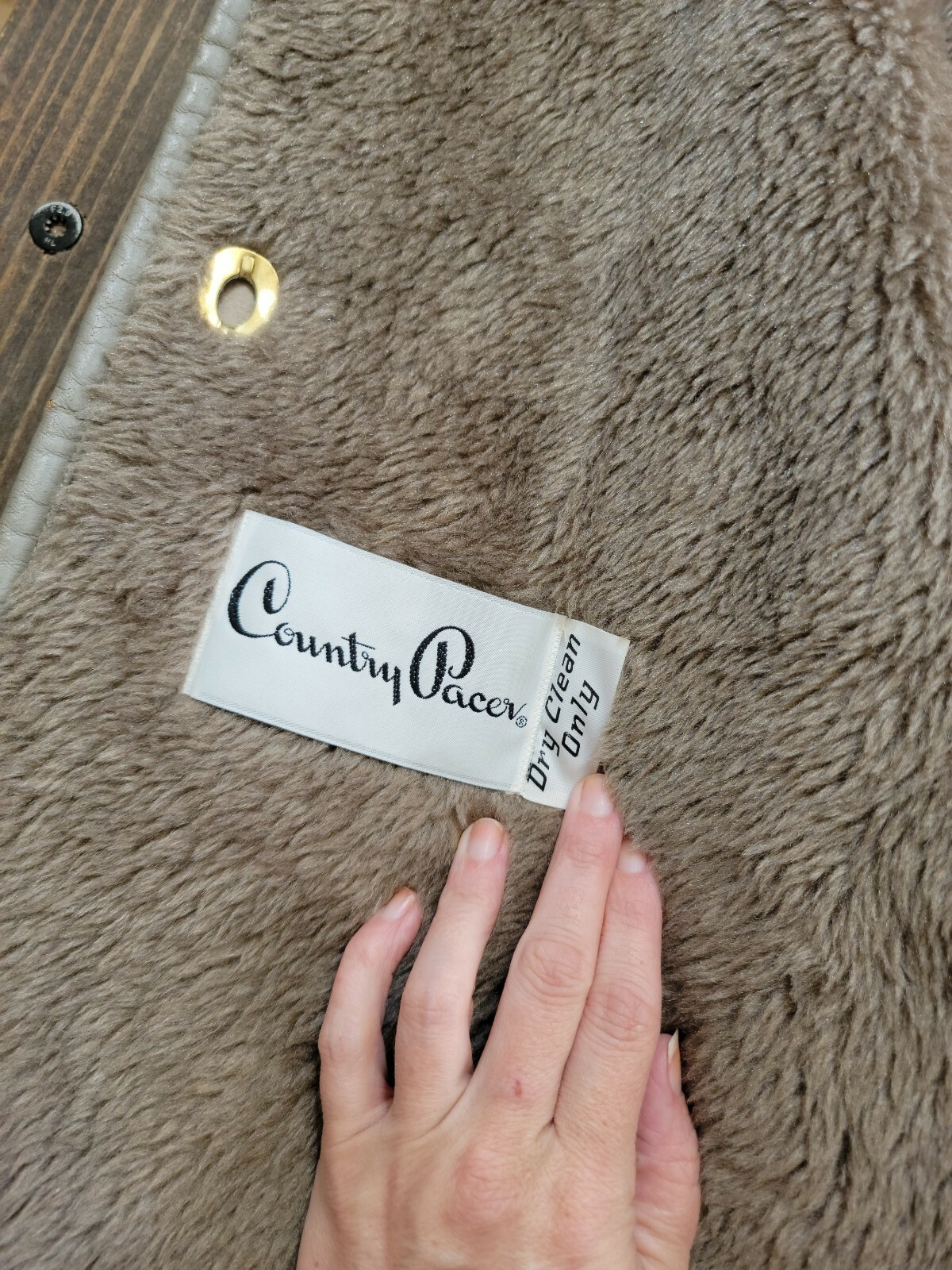 Vtg Country Pacer Wool Long Fur Collar Car Swing Coat Womens Sz L/XL Beige Tan