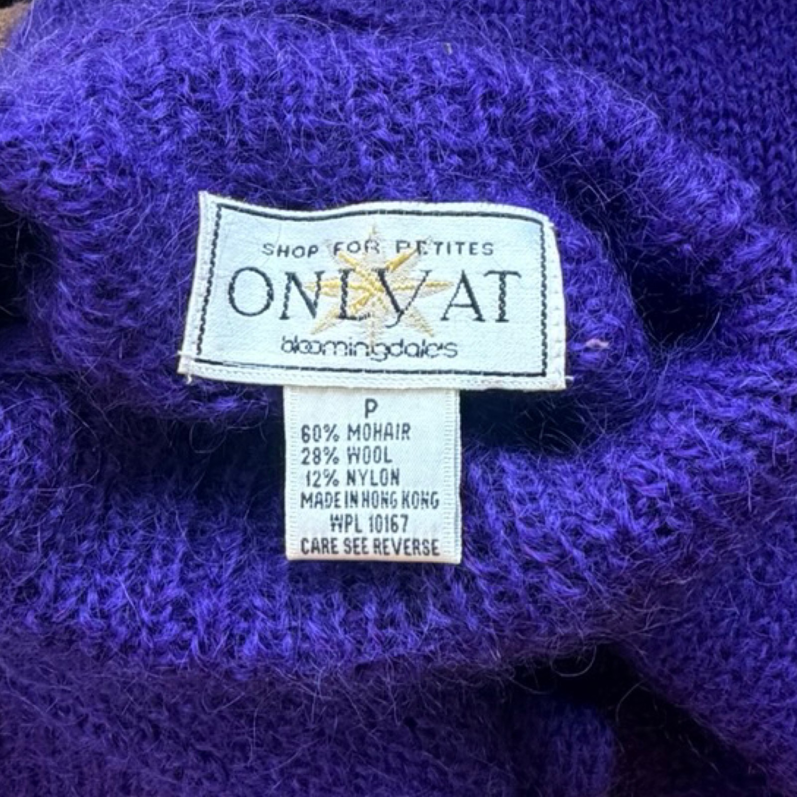 Vintage Purple Mohair & Wool Turtleneck Sweater Size XS/Small 1990s Knit