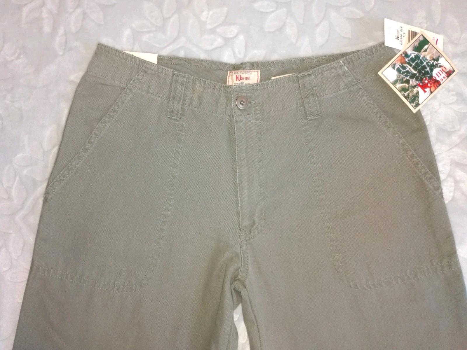 NOS KIKO-MO Classics Women’s 7/8 Olive Utility Denim Pants/Jeans 32×31. Flaw Y2K