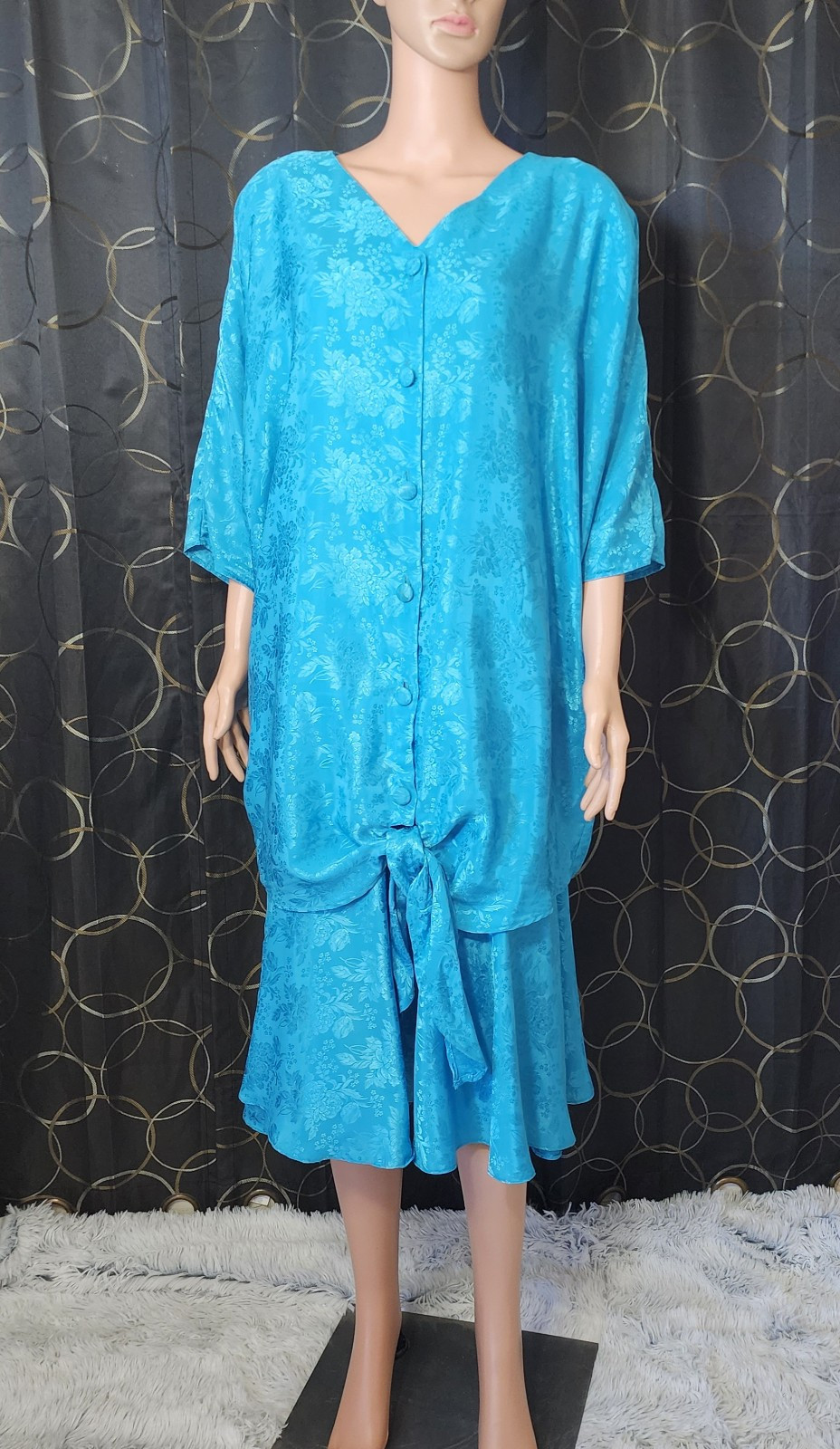Rare 1980s – 1999 Mature Women’s Dress Set Size 22 Blue 2 Peice Button Up OOAK
