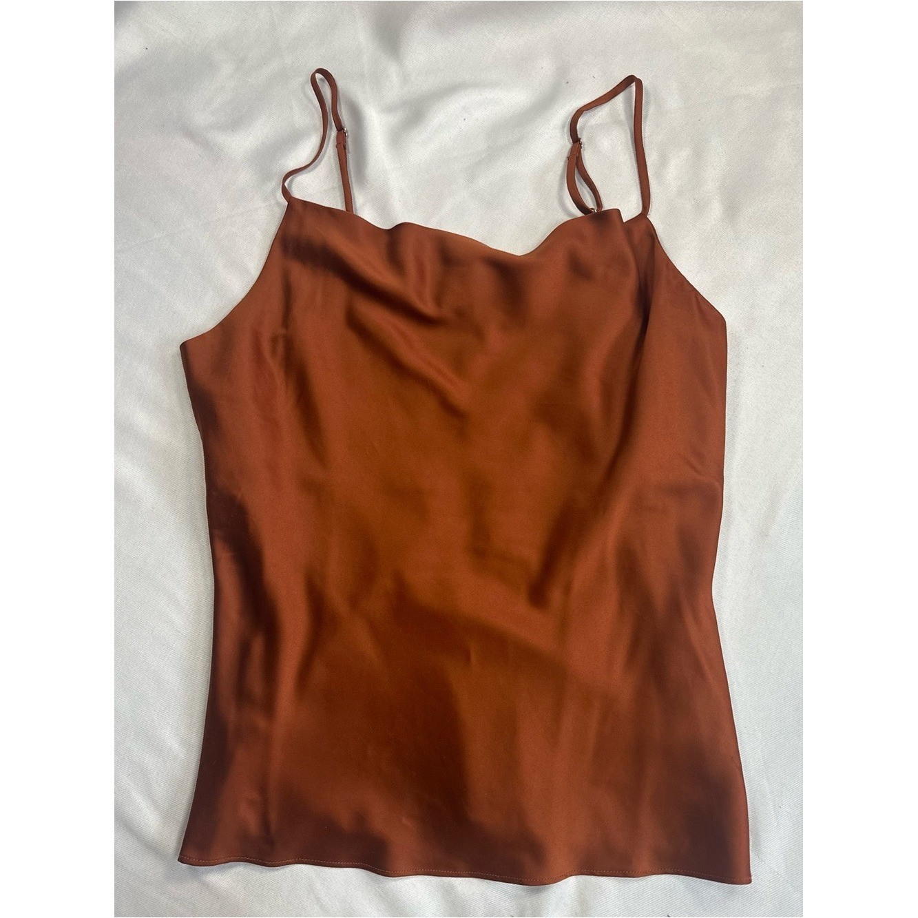 Classic Satin Cowl Neck Camisole – Rust