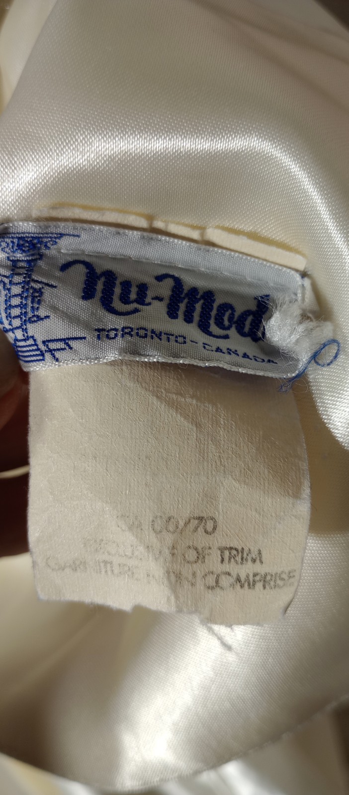 Vtg 80s Nu-Mode Satin Peplum Tea Length Wedding Dress Bow Open Back Size 5 / 6