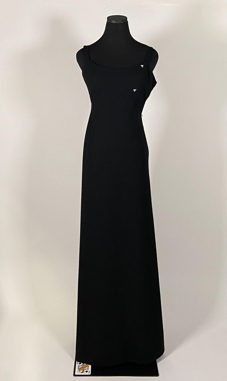 1970s Pauline Trigere sleek gown, cape, triangle rhinestones size XS Must see!