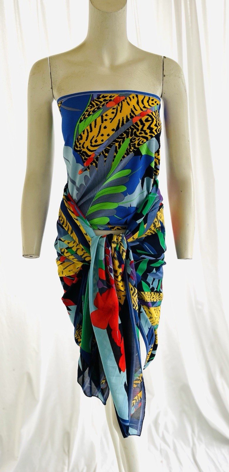 Vintage Leonard Paris Vintage 1980s Sarong Dress Ensemble