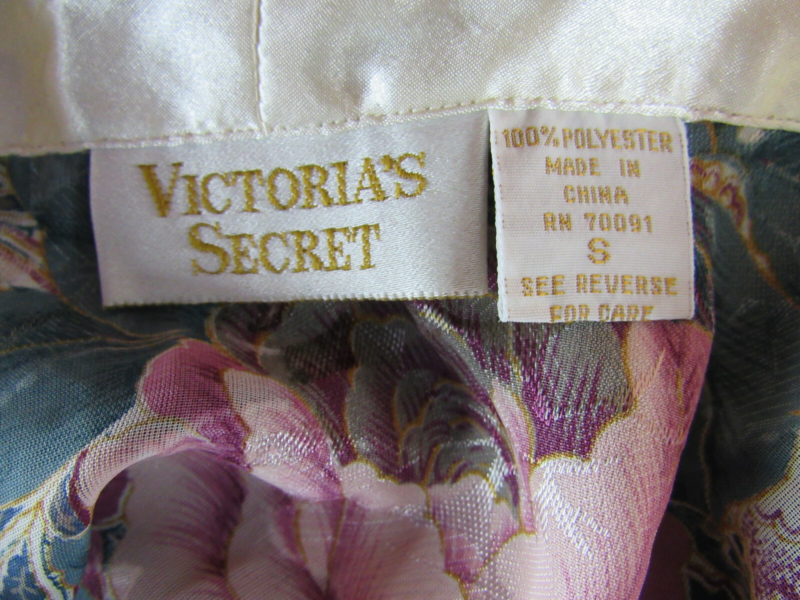 Victorias Secret Lingerie Sz S Gold Label Floral See Through Thru Blouse Vintage