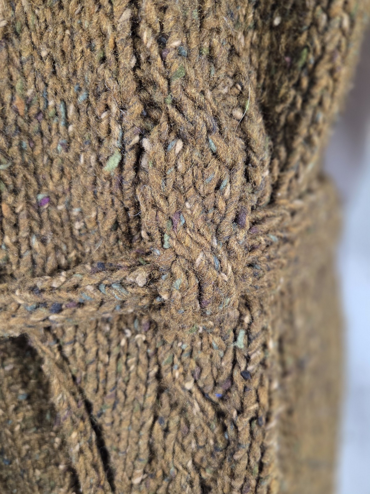 Vintage Women’s Perry Ellis Handknit Wool Belted Cardigan Olive Brown Size S