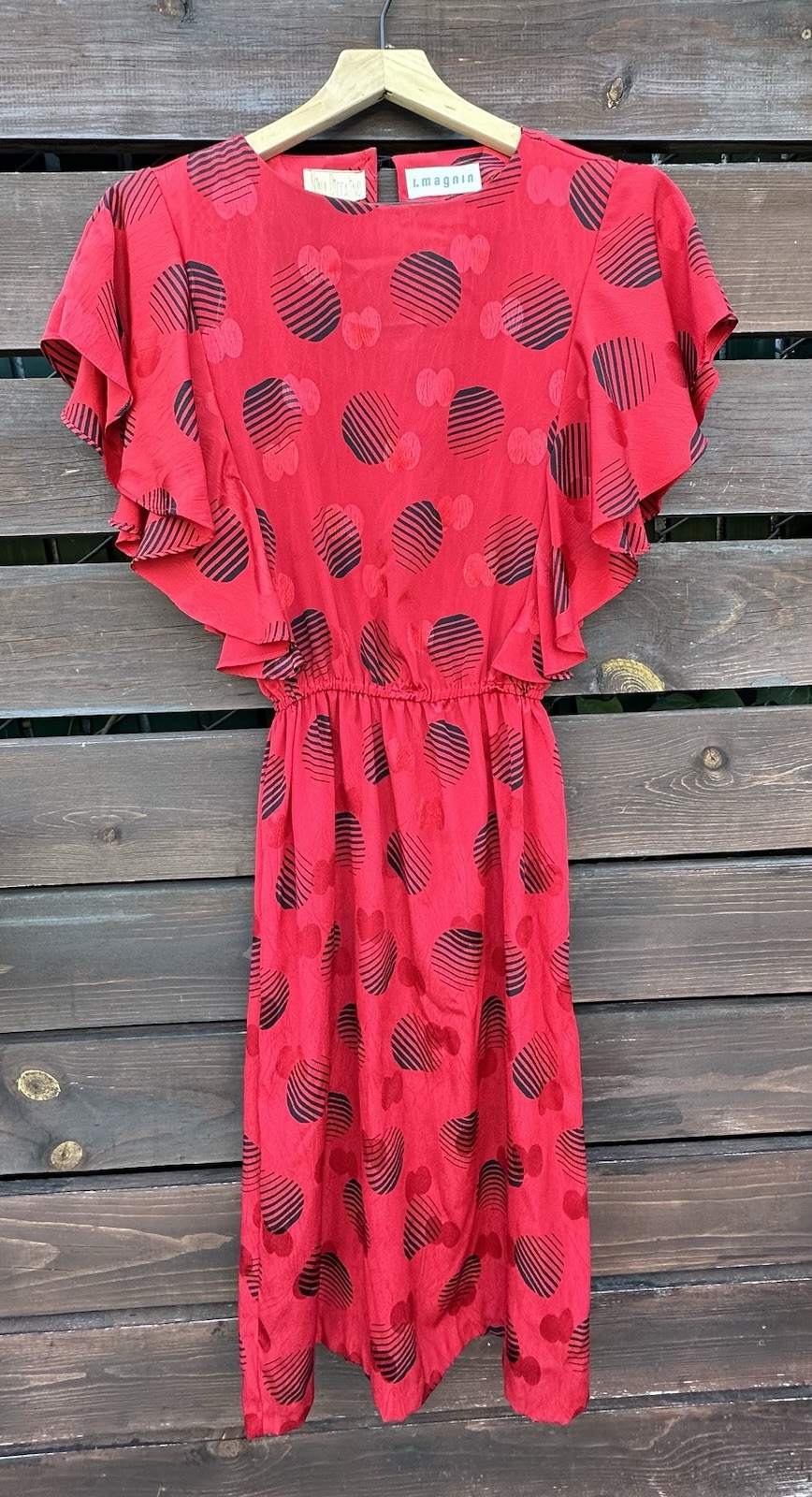 Vtg Nina Piccalino Polka Dot Red Heart Ruffle Top Swing Dress Size Small 5/6