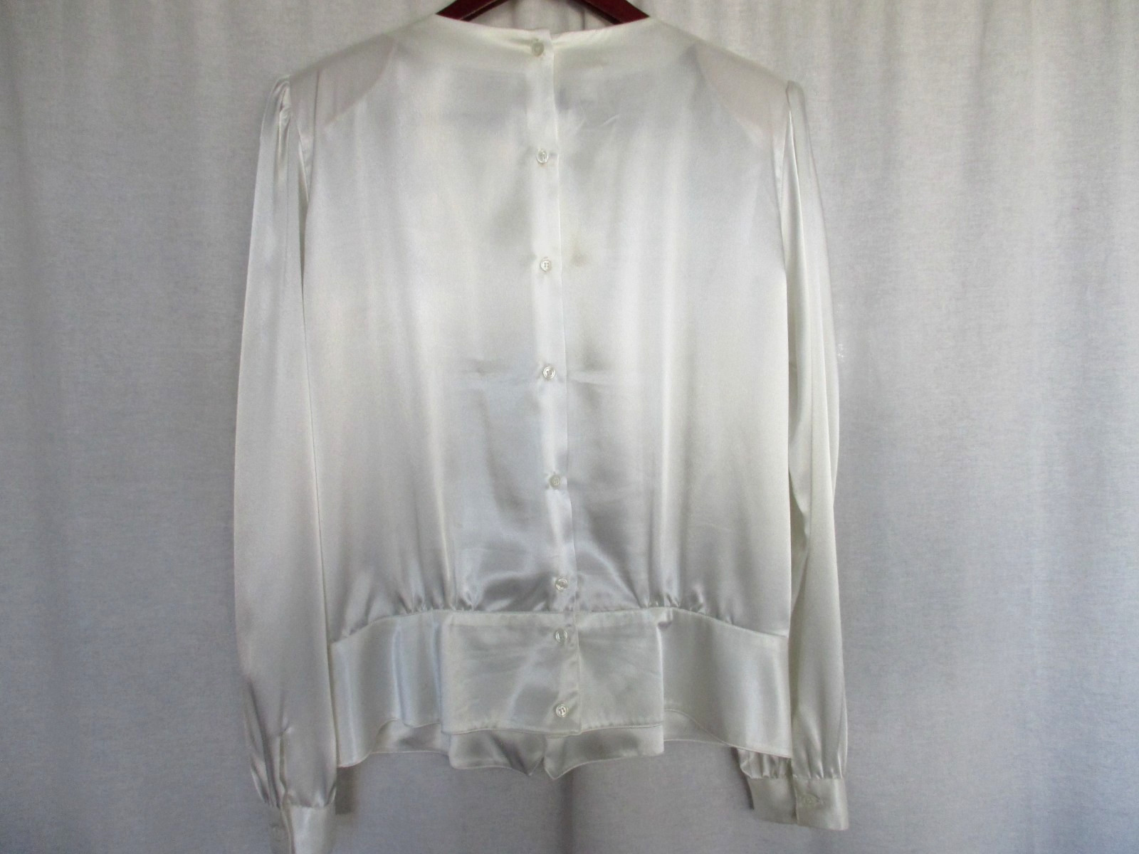 Nicola Blouse Size 14 White Pleated Front Beaded Neckline Vintage Polyester