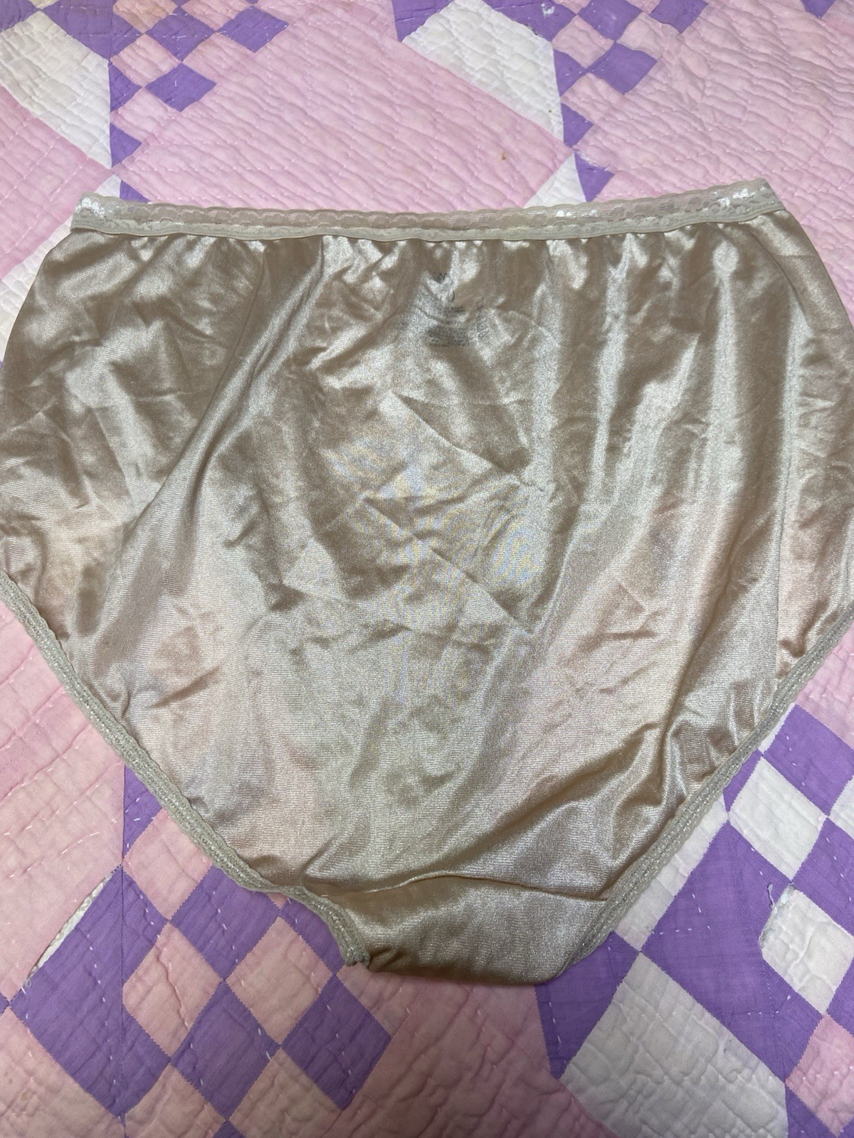 Vtg JMS Nylon Granny Sissy Panty Size 12 Cotton Gusset Champagne Beige