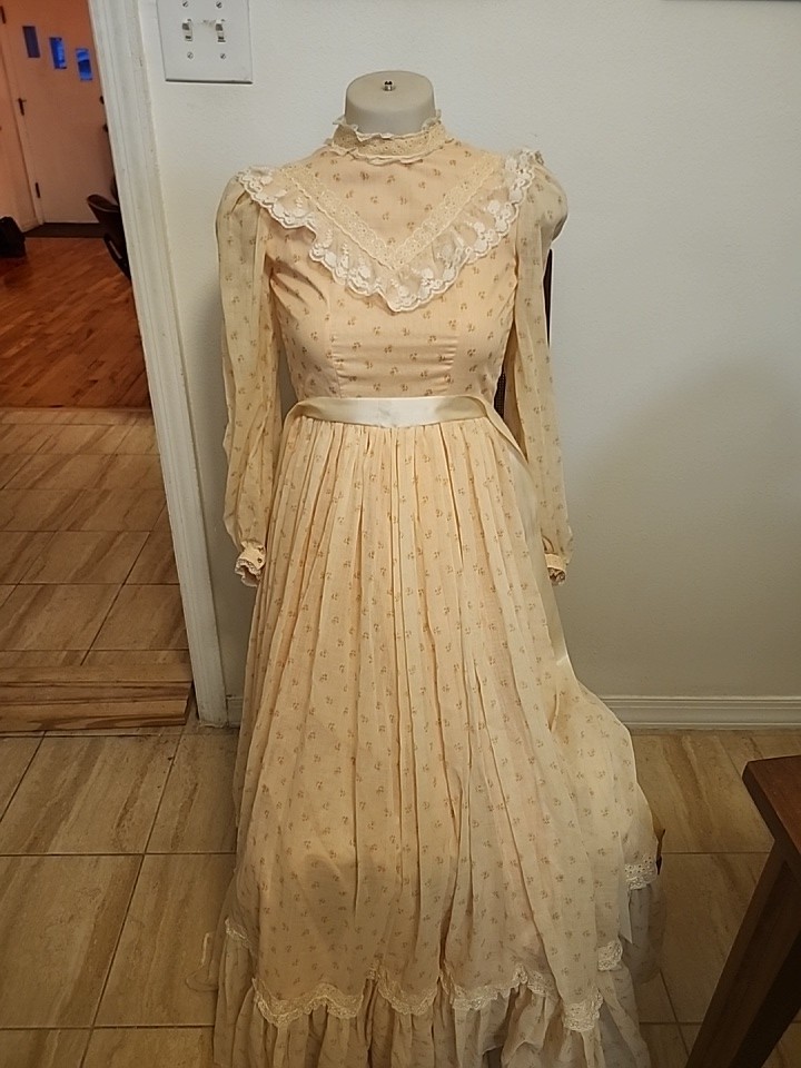 Handmade Pink Vintage Floral Victorian Prarie Cottagecore Dress