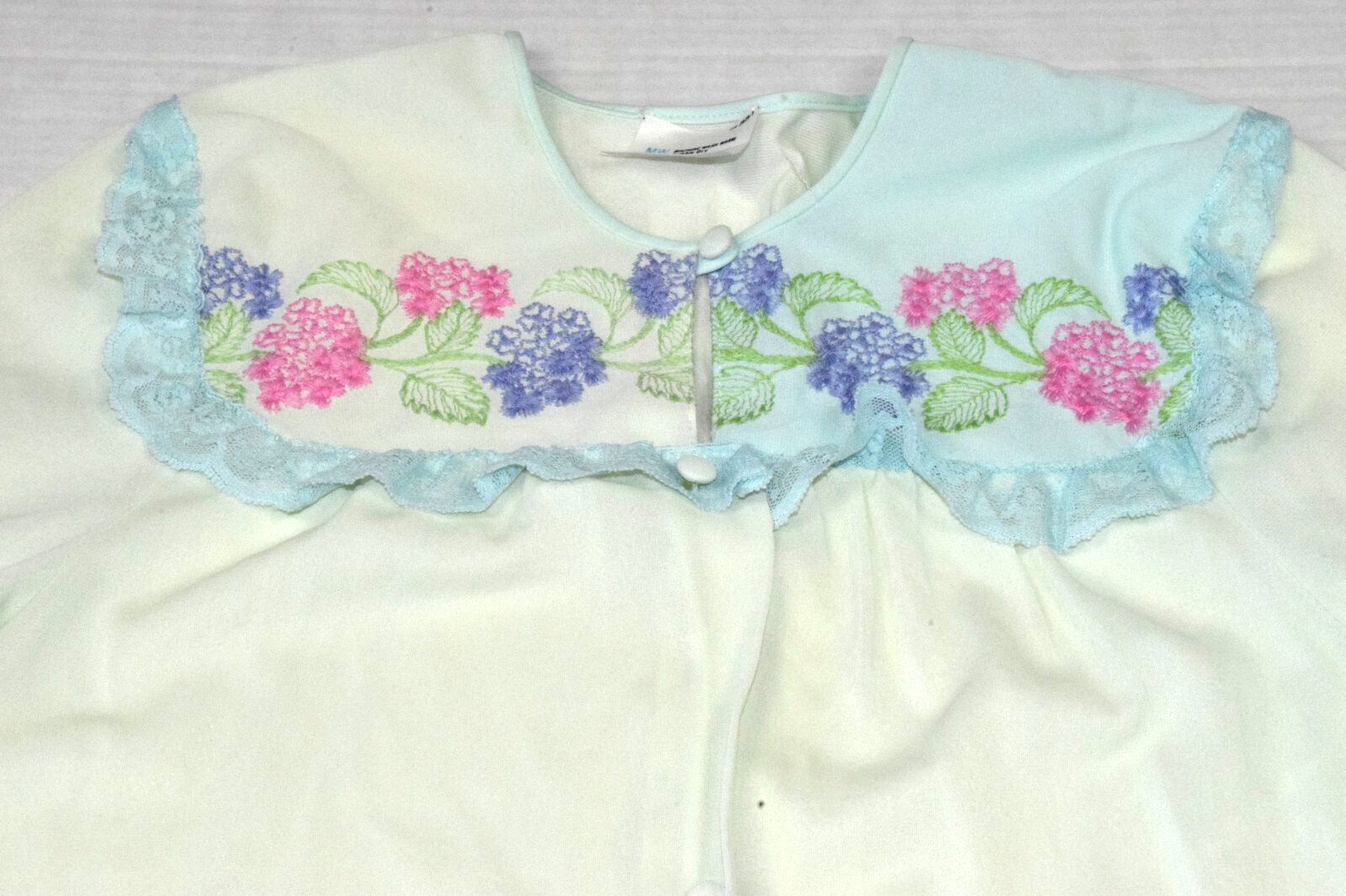 Vintage JCPenney Robe Nightgown 2 Piece Set Size L 70s Pale Mint Green Made USA