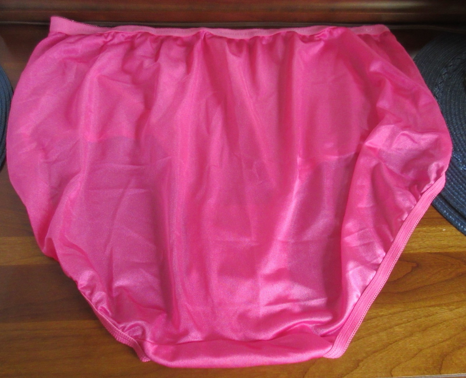 WIDE GUSSET silky sheer nylon JEWELL PINK SISSY HI CUT panties brief 10 / 3X