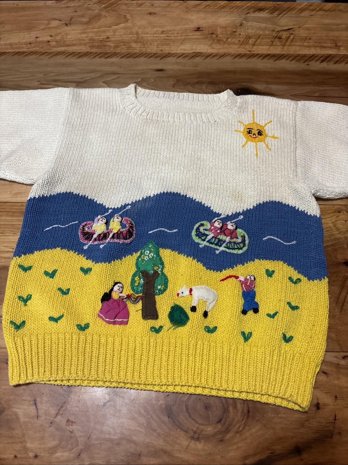 Vintage Handmade Cotton Sweater Peruvian Artist Jon Planas /Rachel’s Collection