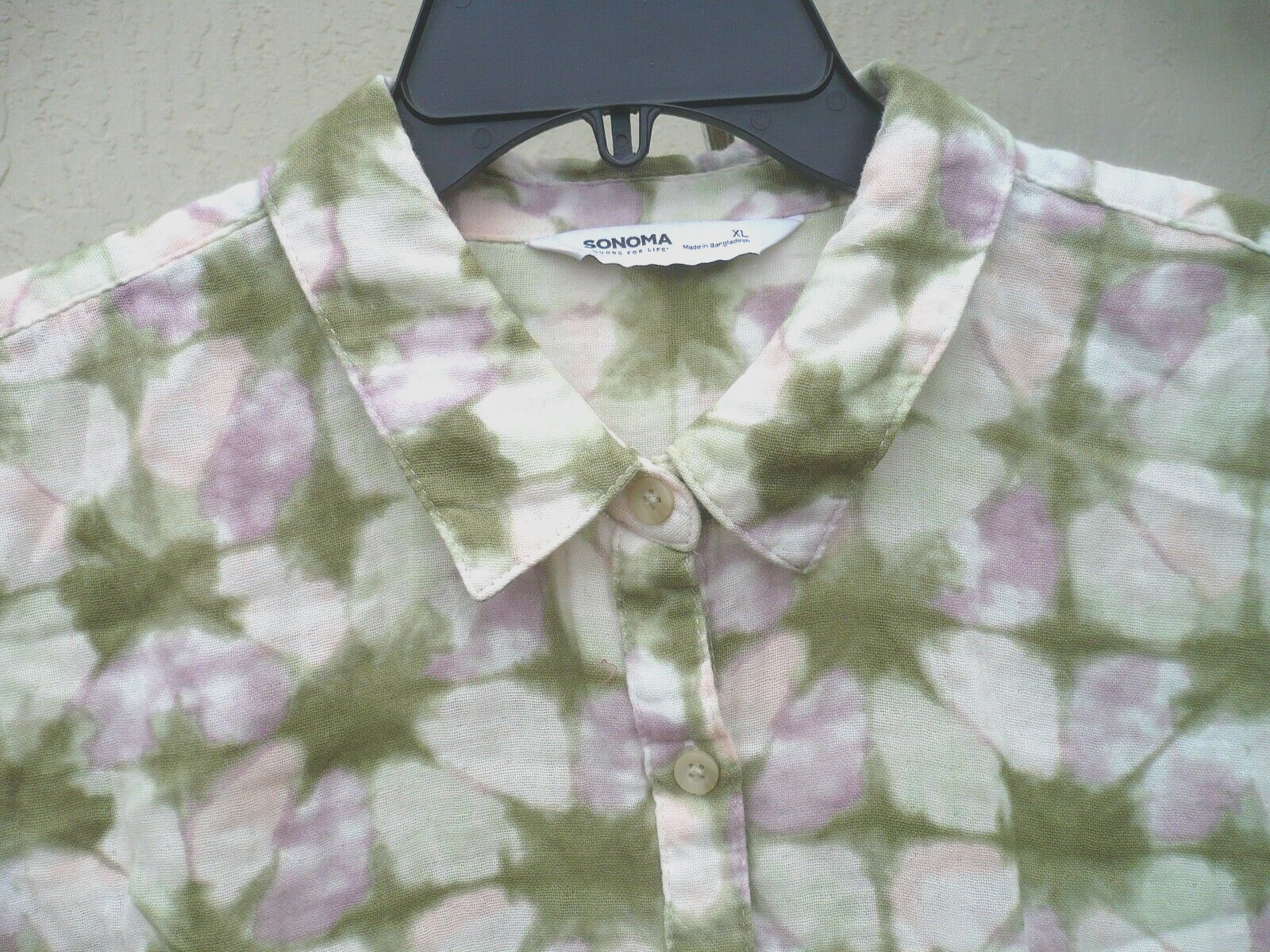 VTG SONOMA 1X XL PLUS FLORAL HEAVY KNIT COTTON SHORT SLEEVE BLOUSE SHIRT WOMEN