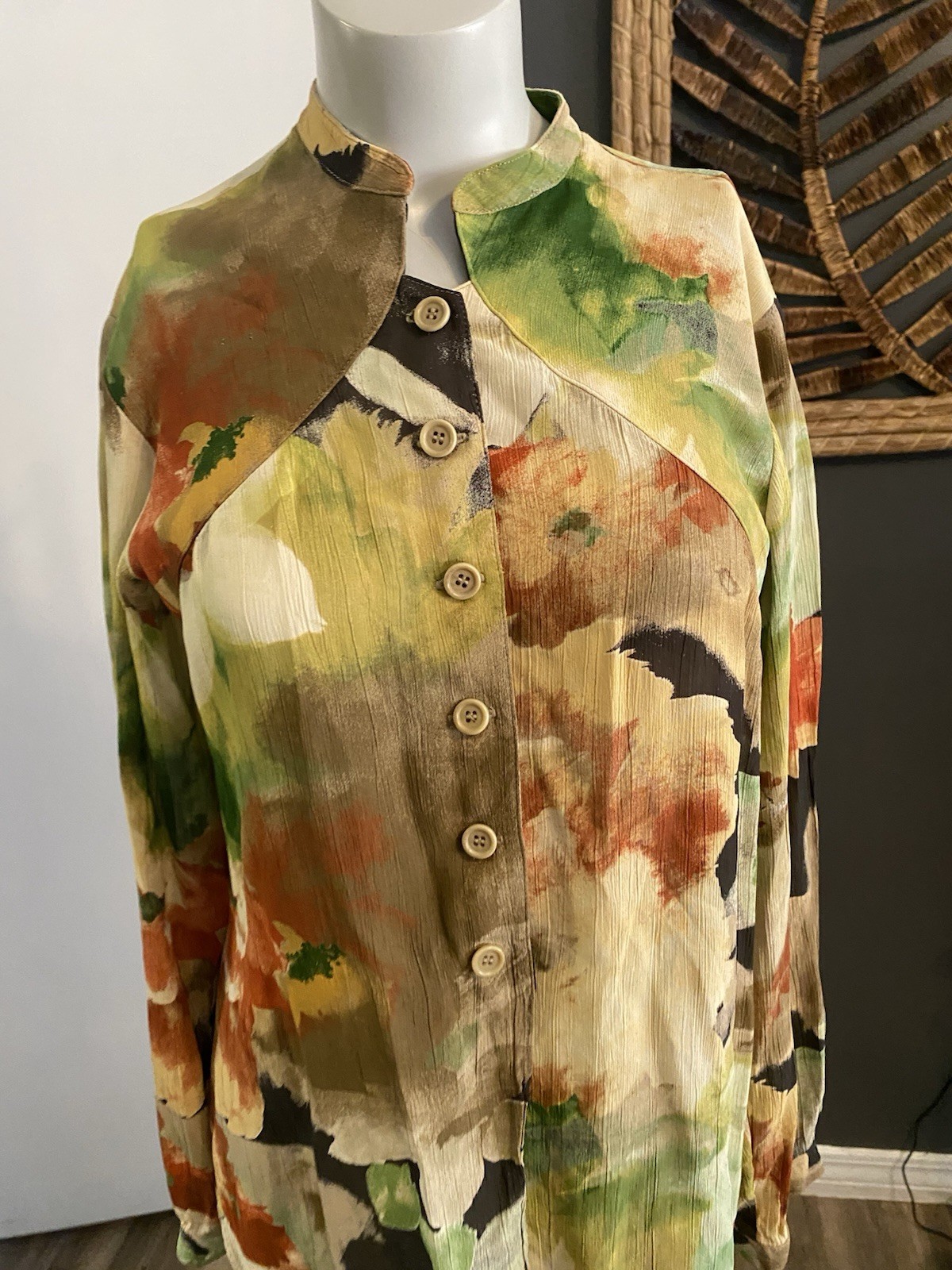 Vintage Dorothy Schoelen Platinum Wearable Art Watercolor Oversize Size S