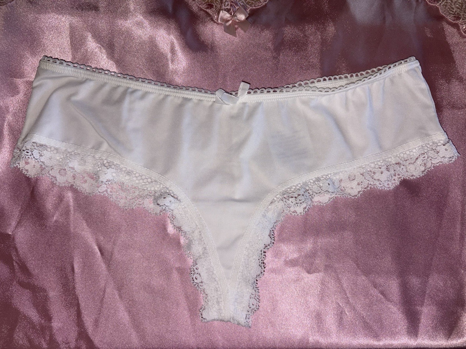 Vintage Secret Treasures White Thong String XS panties Nylon Underwear