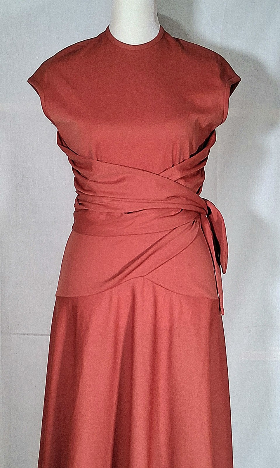 Vintage 70s Unbranded Maxi Terracotta Dress Union Label USA Size SMALL