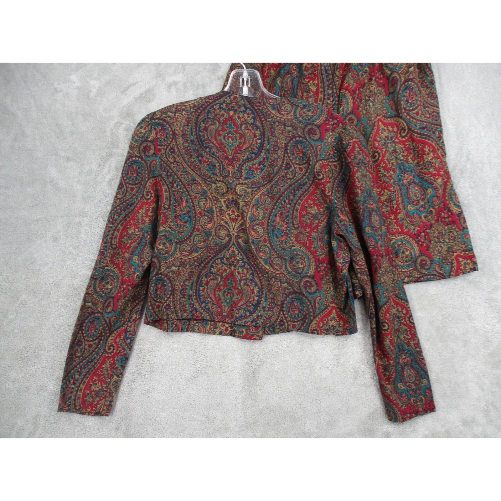 Vintage Karin Stevens Short Set Womens Small Cropped Paisley Boho Button Pleated