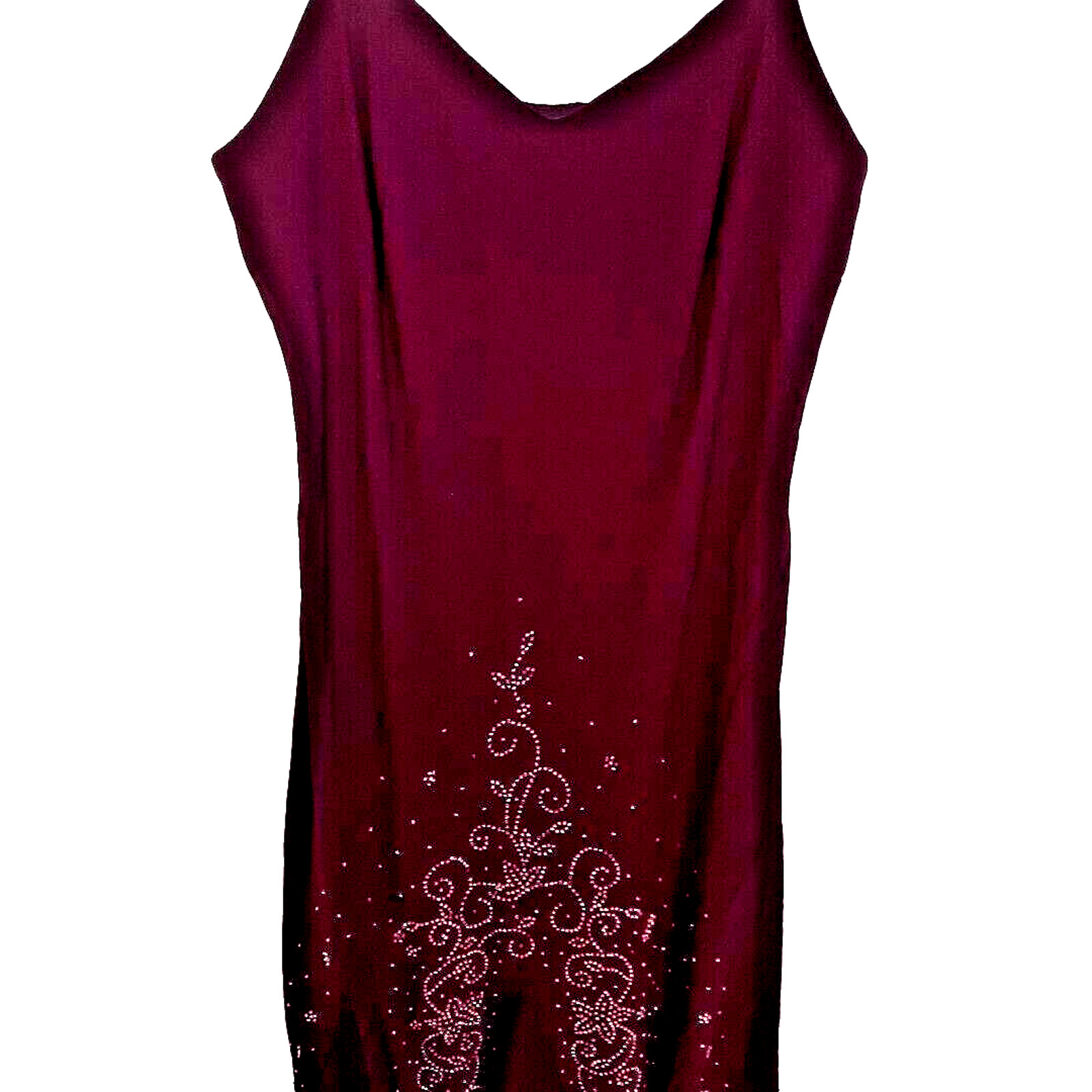 Vintage R&M RIchard Beaded Sheer Maxi Dress Sz 14 Burgundy Whimsigoth Dark Fairy