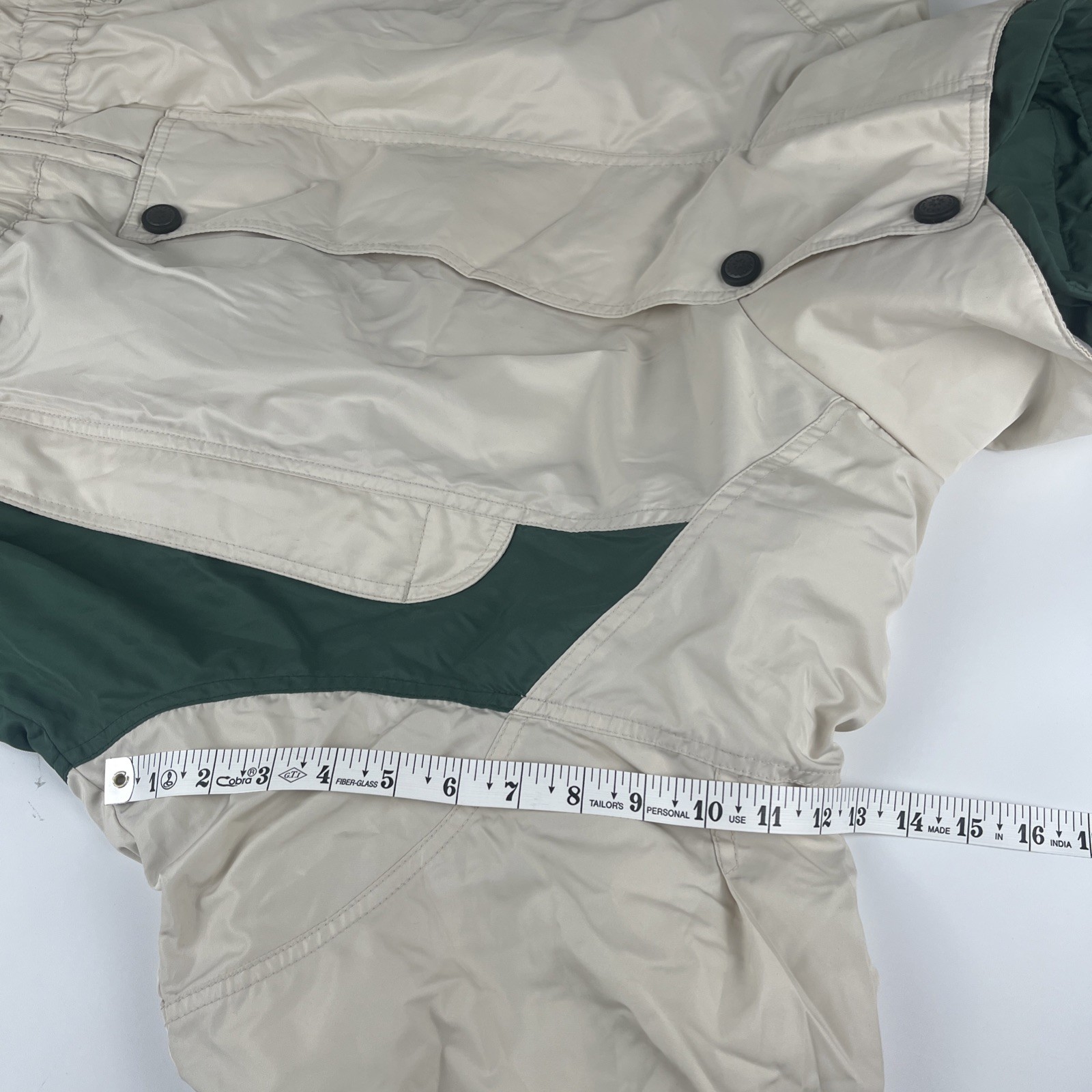 Vintage 90s Columbia Micro-Tex Ski Jacket Women’s XL Colorblock Cream Green