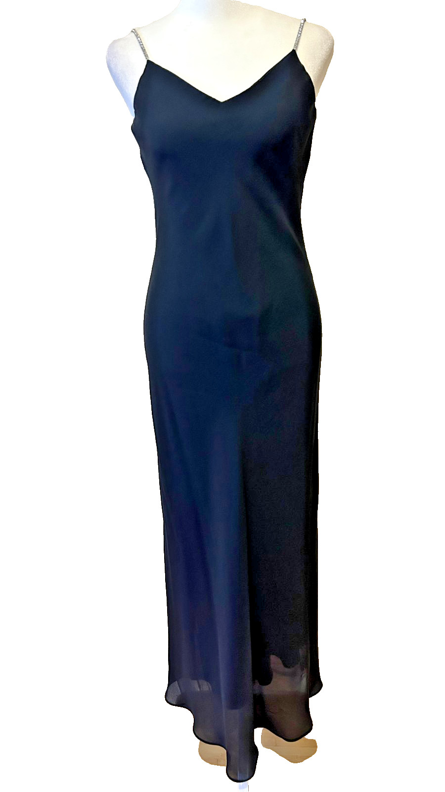 VTG Dave & Johnny Dress Formal Maxi Black Open Back Rhinestone Straps Size 3-4