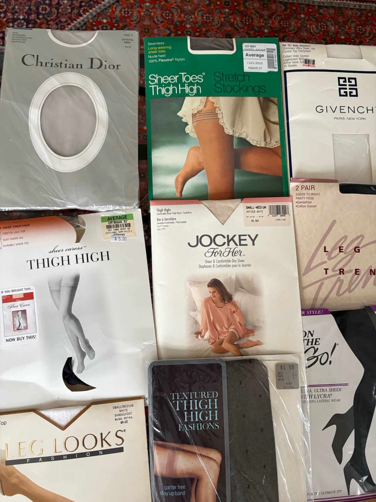 Lot of 27 Pairs of Vintage Pantyhose And Thigh High Mixed Colors Sizes Styles