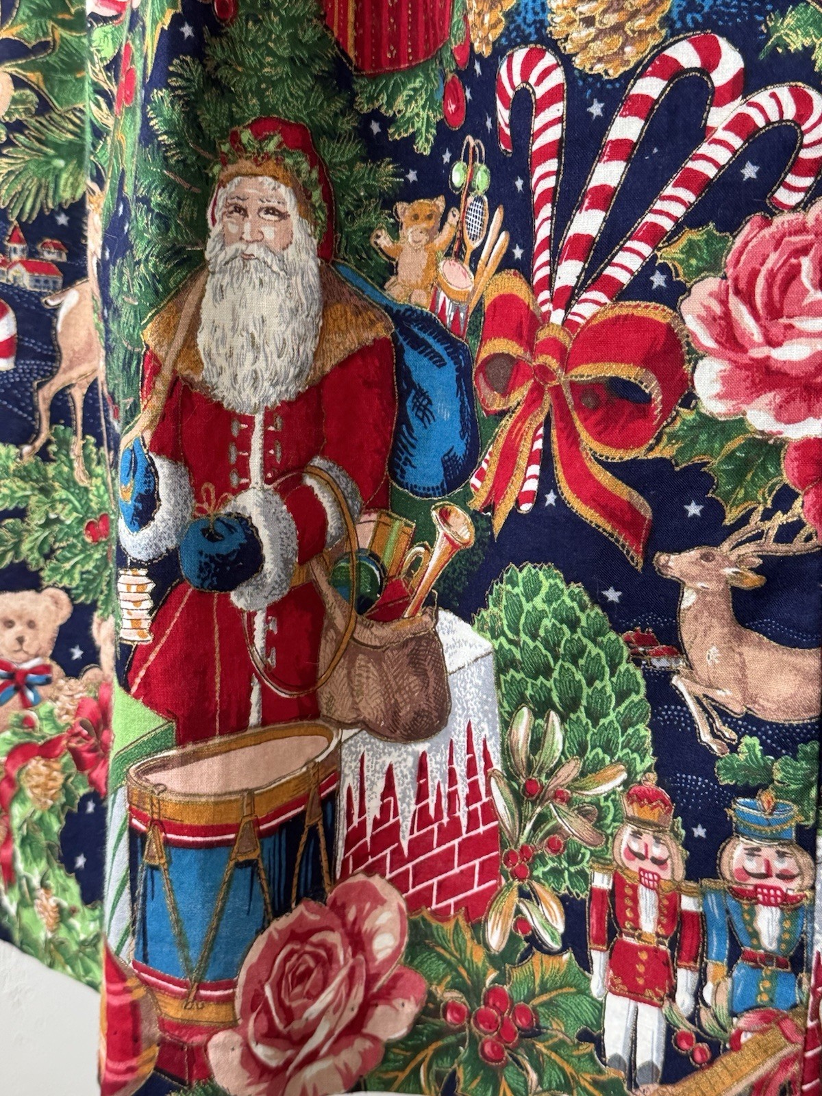 RJ Stevens Carol Escritor VTG Christmas Jumper Dress Sz 14 Cotton Santa USA