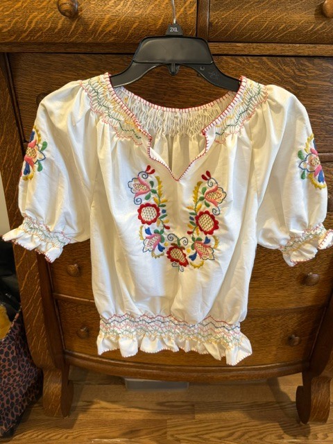 ⭐Vintage Ethnic Embroidered Folk Blouse Peasant Boho Top Shirt