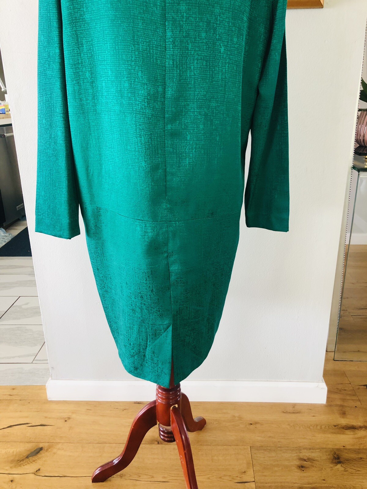 VTG Adrianna Papell Safe Silk Silk Blend Emerald Green Dress Size 8
