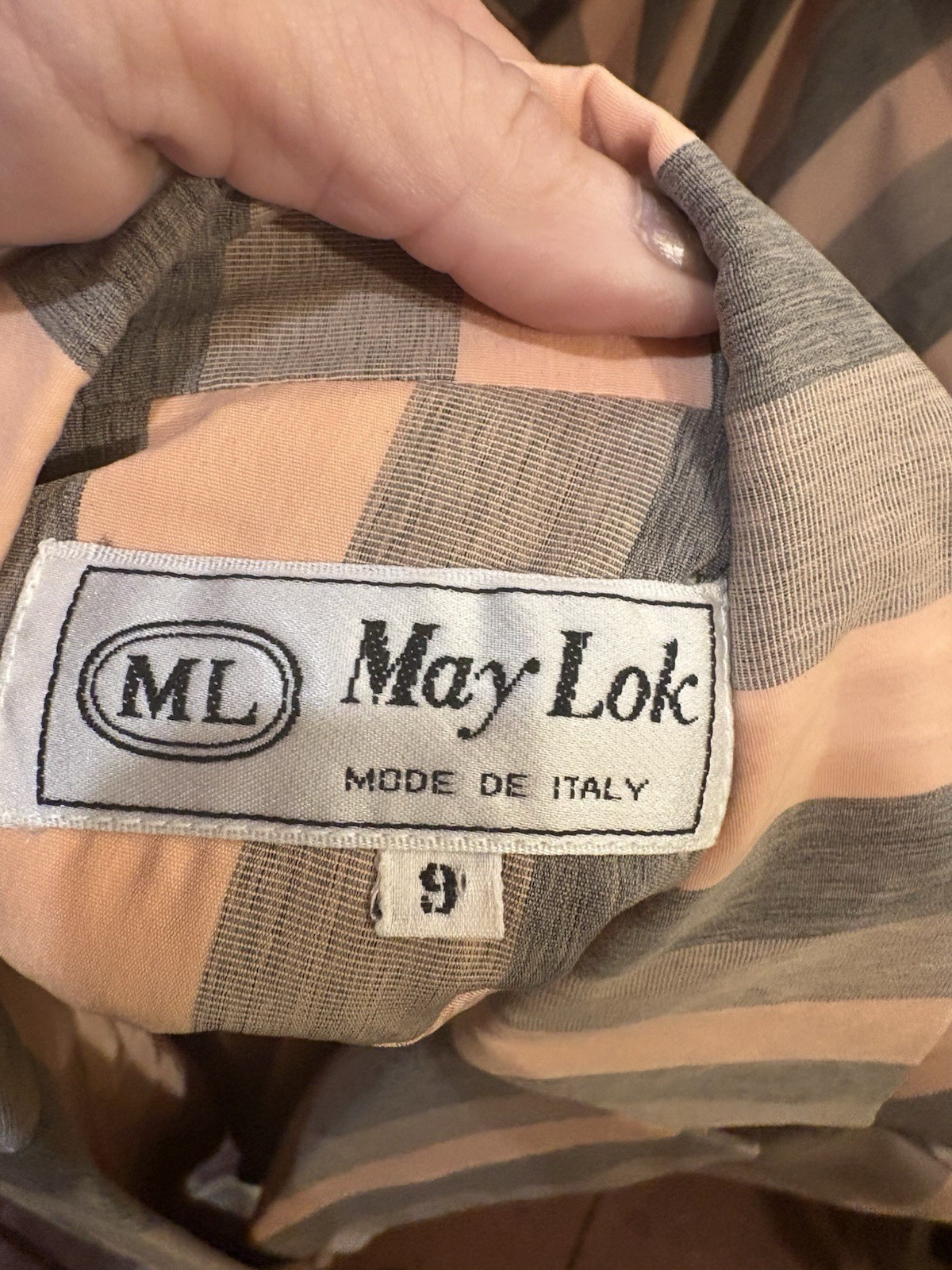 Vintage May Lok Made In Italy Pink Gray Striped Oversized Tailored Blazer Size 9