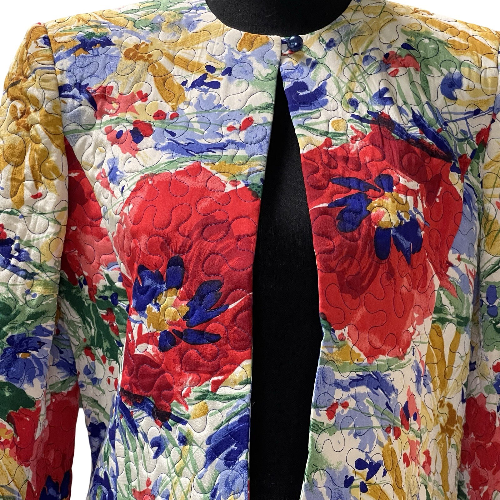 Vintage Neiman Marcus -David Hayes Silk Quilted Jacket – 6 – Cottagecore