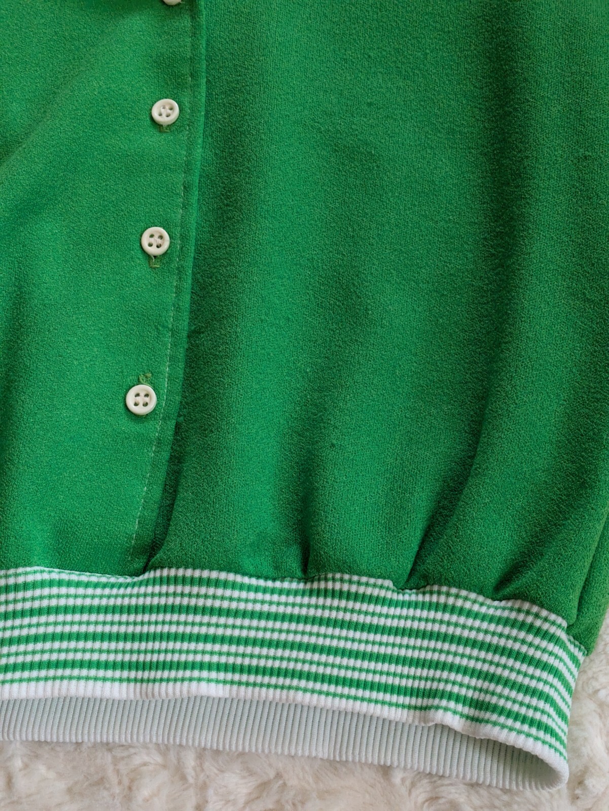Vintage 60s Sears Polyester Double Knit Button Collar Sleeveless Top Cinch Waist