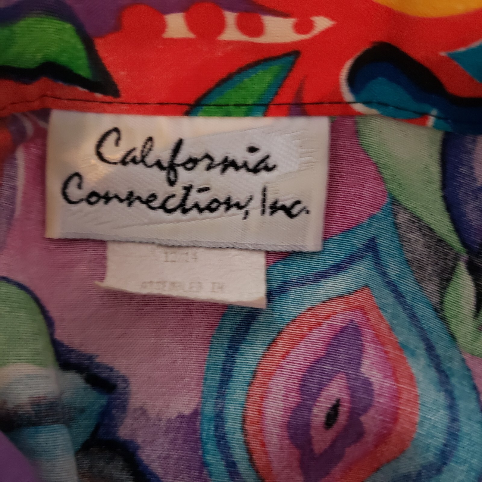 Women’s VTG California Connection Tropical Bright Hawaiian Shirt Sz Med 12-14