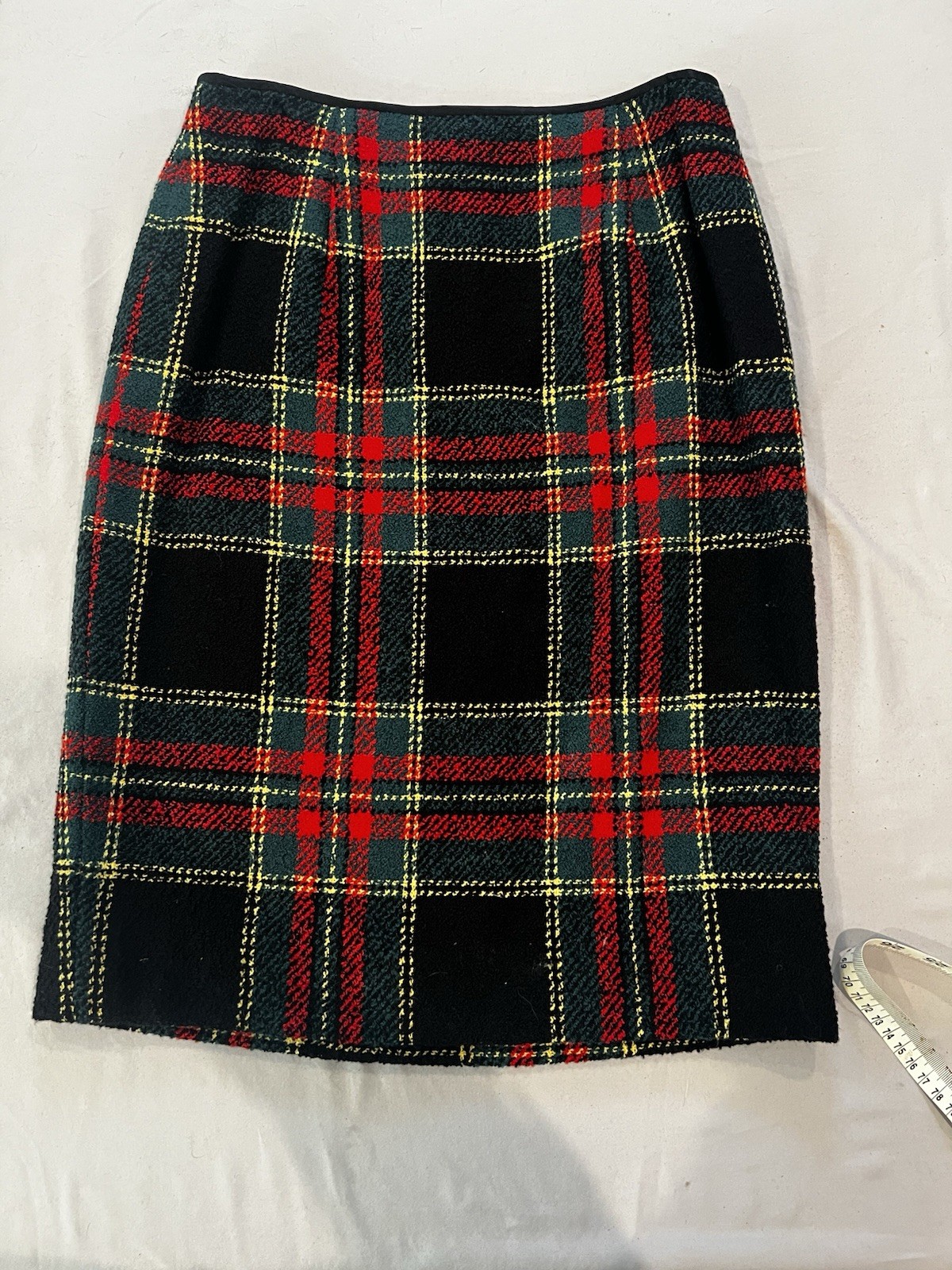 Peggy Jennings Vintage Skirt Suit — Black, Red, Green, Yellow Plaid –Tailored