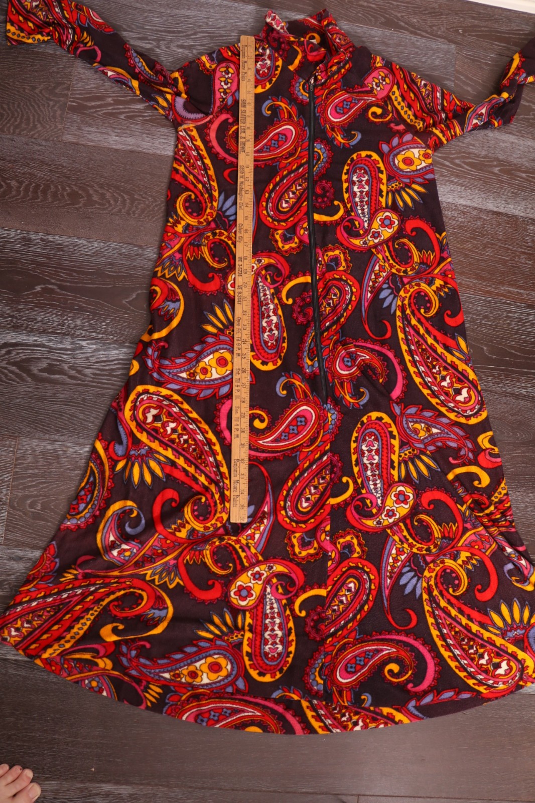 60’s Paisley Long Lounge Kaftan House Dress vintage hippie Psychedelic ROBE