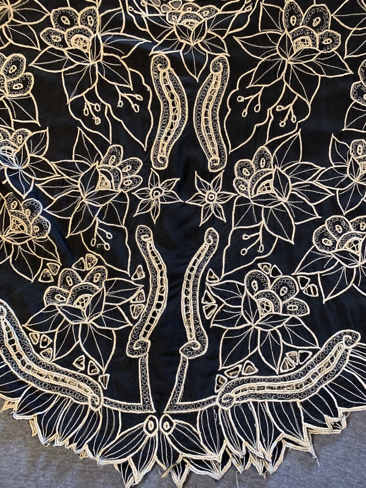 Vintage 70s Cut Work Embroidery Top Edwardian Boho Victorian Revival 1920s Goth