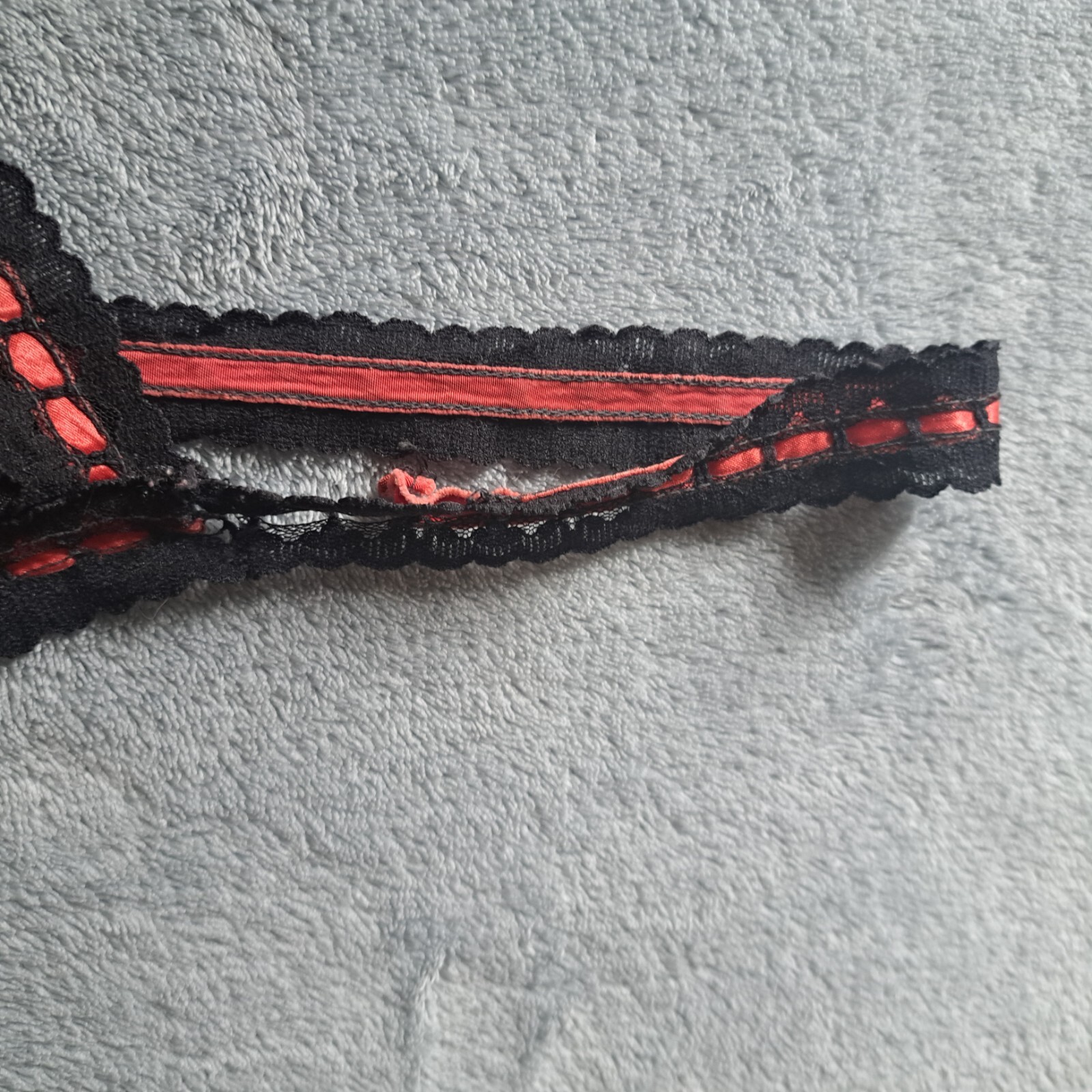 Vtg. 1960’s Dupont Nylon Black /Lace Red Rosette Teddy Sm