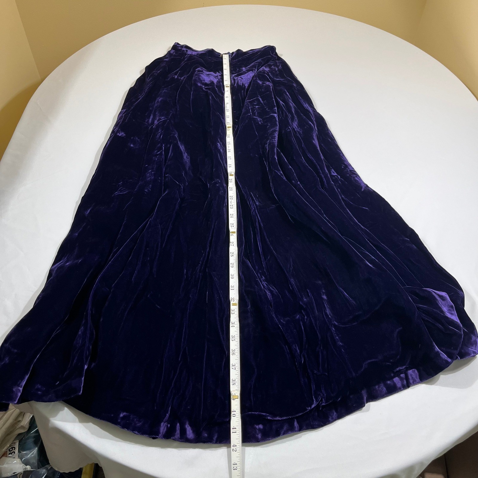 Velvet Maxi Skirt Women Size 25″ Waist Purple Vintage Long Full Goth