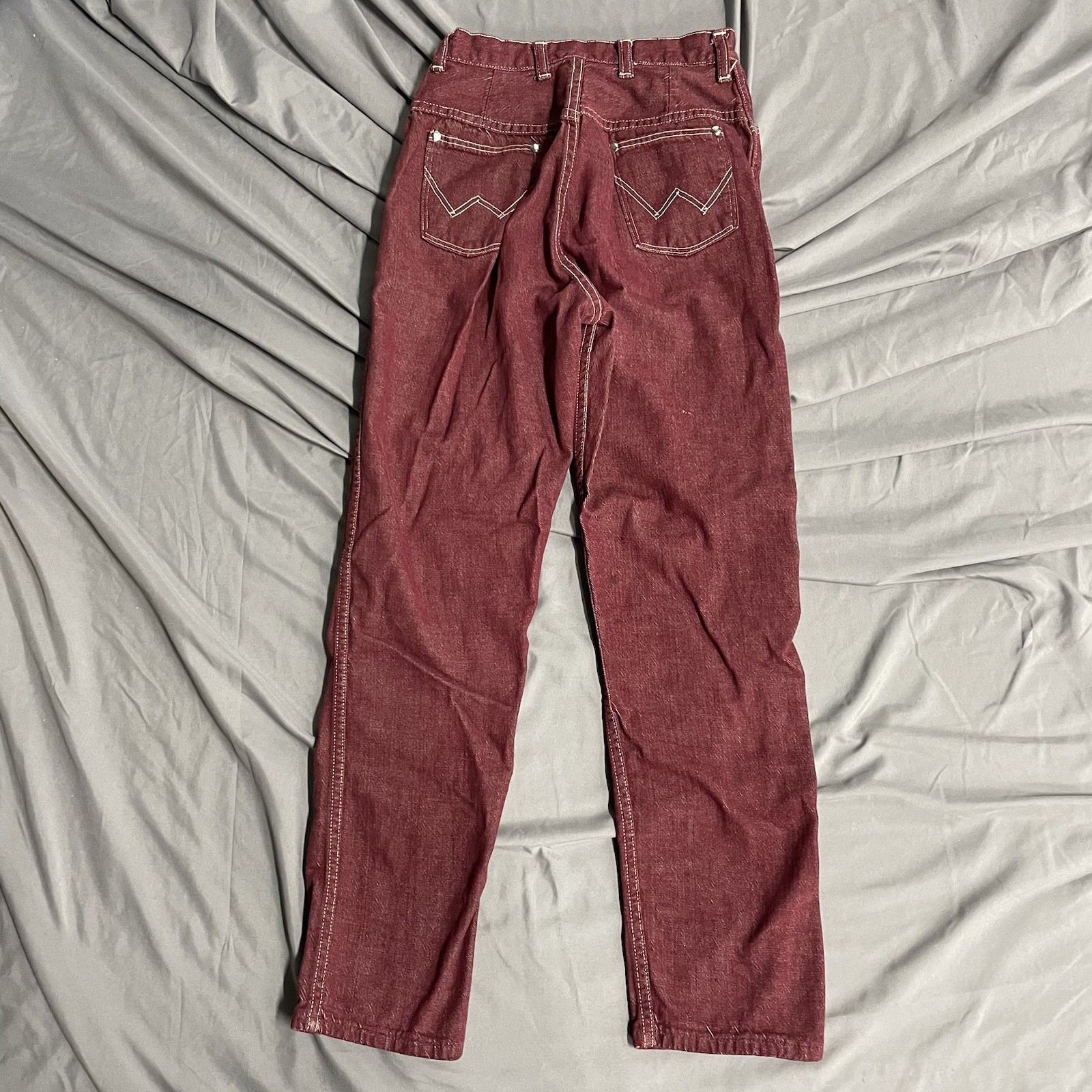 Vtg 50’s 60’s Misses Wrangler Sanforized Women’s Denim Jeans Maroon 24×26 14 USA