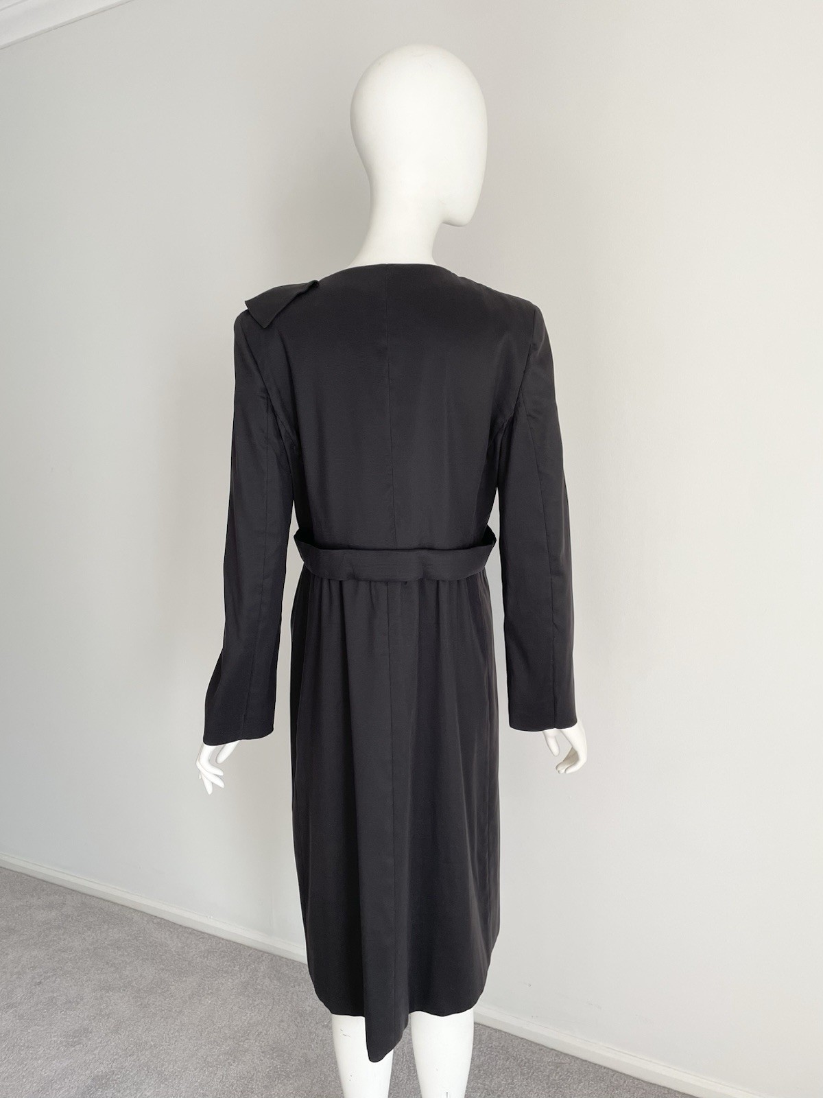 Prada Fall 2008 Runway Look #2 Coat Long Black Ruffle Women’s Size 44 Designer