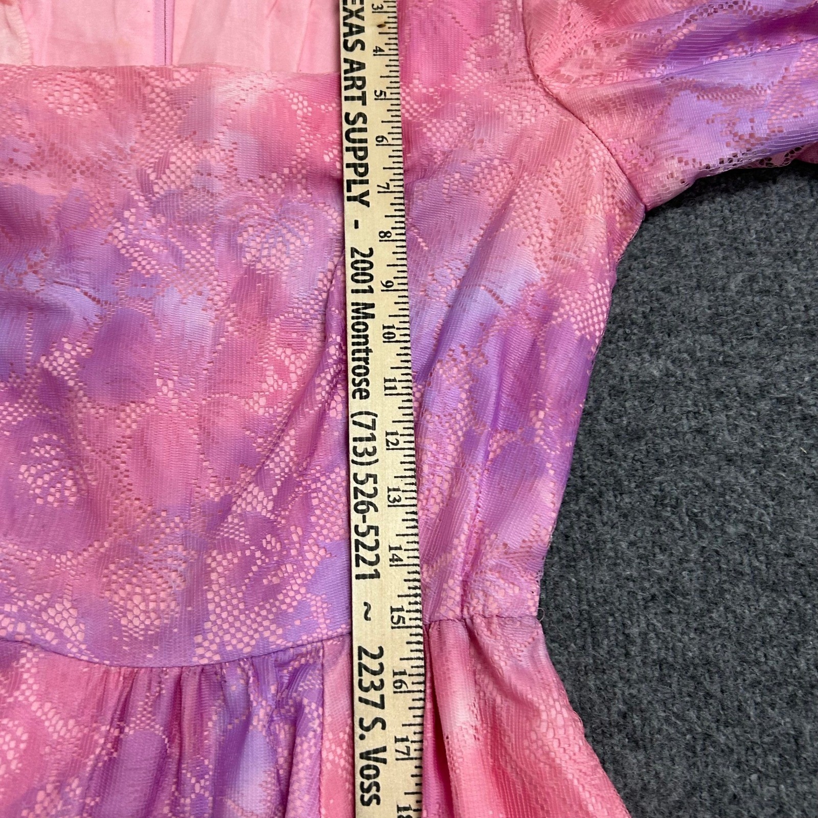 Square Dance Dress Co. Dress Womens Size 12 Pink Purple Tie Dye Lace USA Vintage